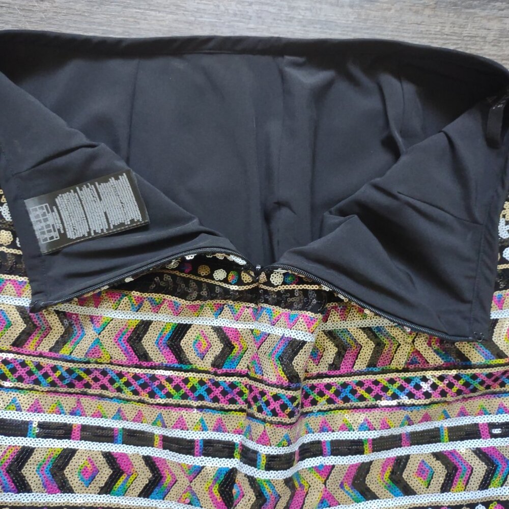 Guess Short Skirt Sequin Aztec Pattern Multi-Colo… - image 4